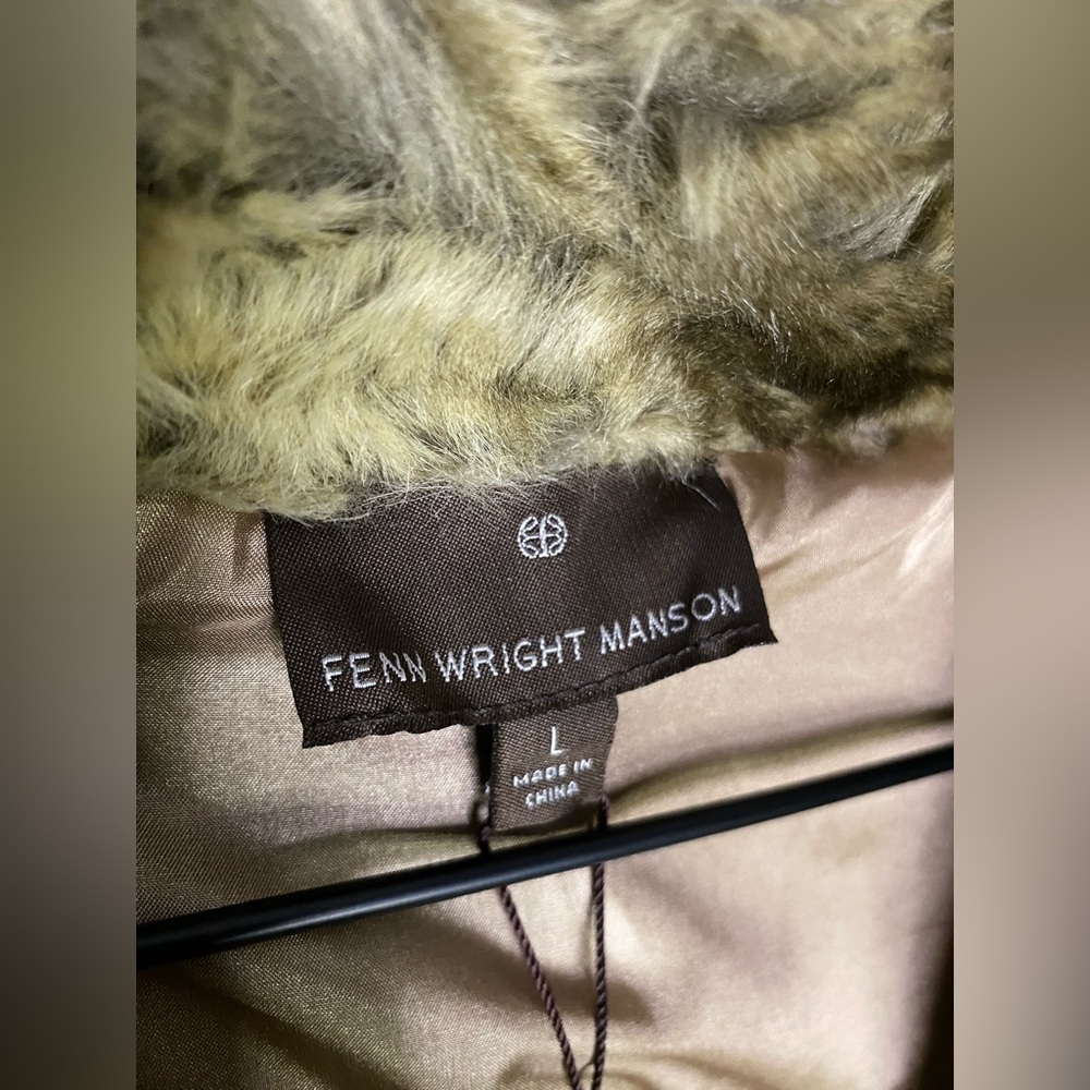 Cashmere blend vest NEW Fenn Wright Manson Faux Fur Collared Brown Black large - Picture 6 of 12